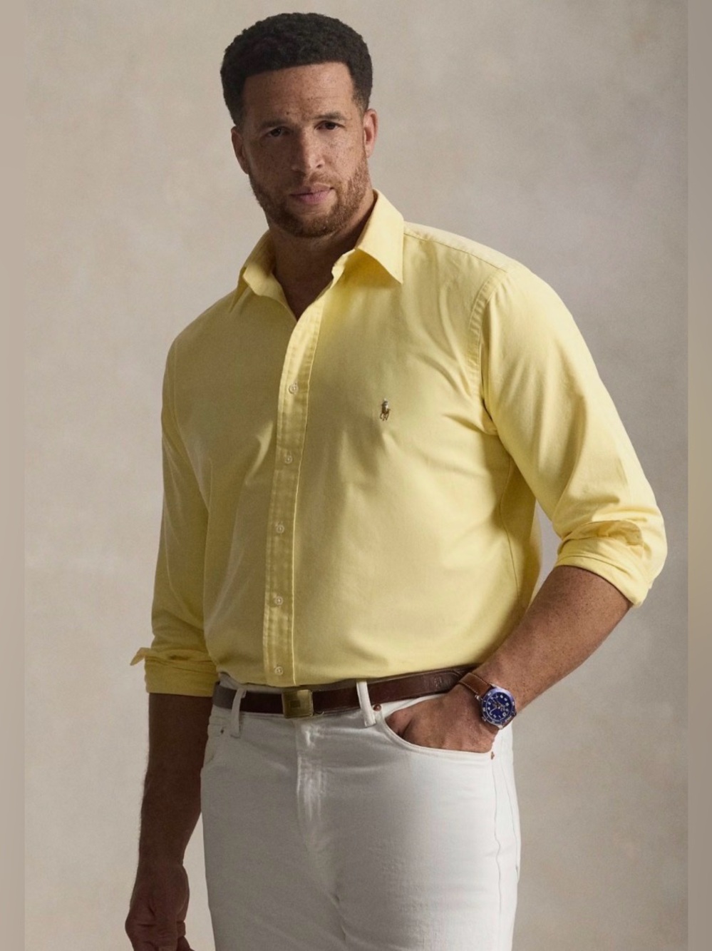 NWT Polo Ralph Lauren YELLOW Long Sleeve Classic Fit Oxford Shirt